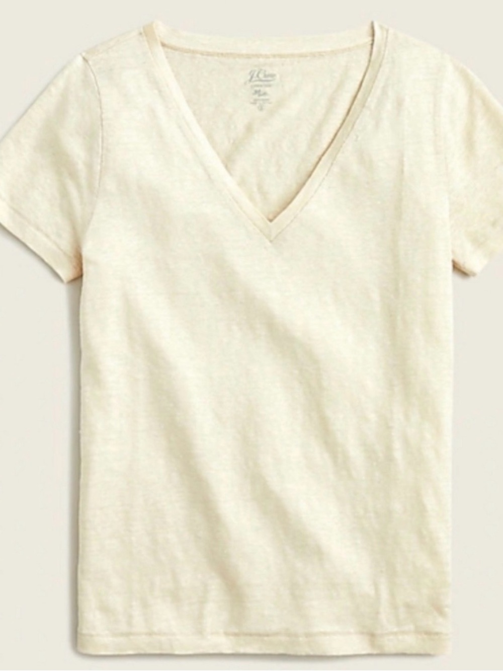 J. Crew Linen V-Neck Short Sleeve Tee in Cream S M
